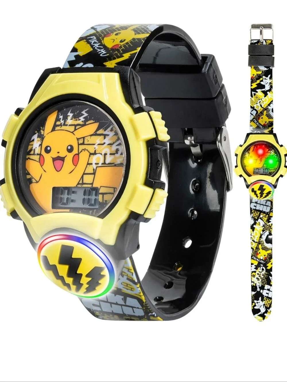 Pikachu Yellow Kids Digital Watch with Light-Up Face